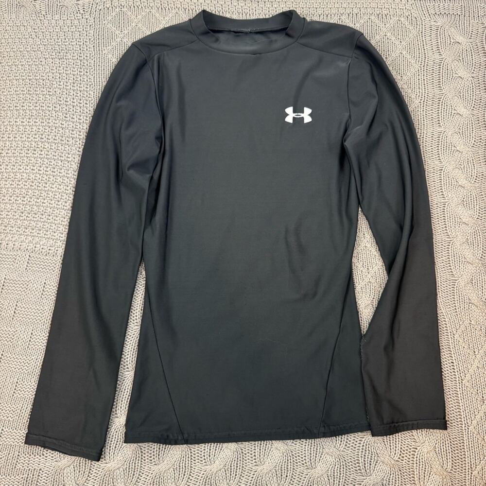 Under Armour Long Sleeve Jet Black Performance Top Heat Gear ~ Youth Small